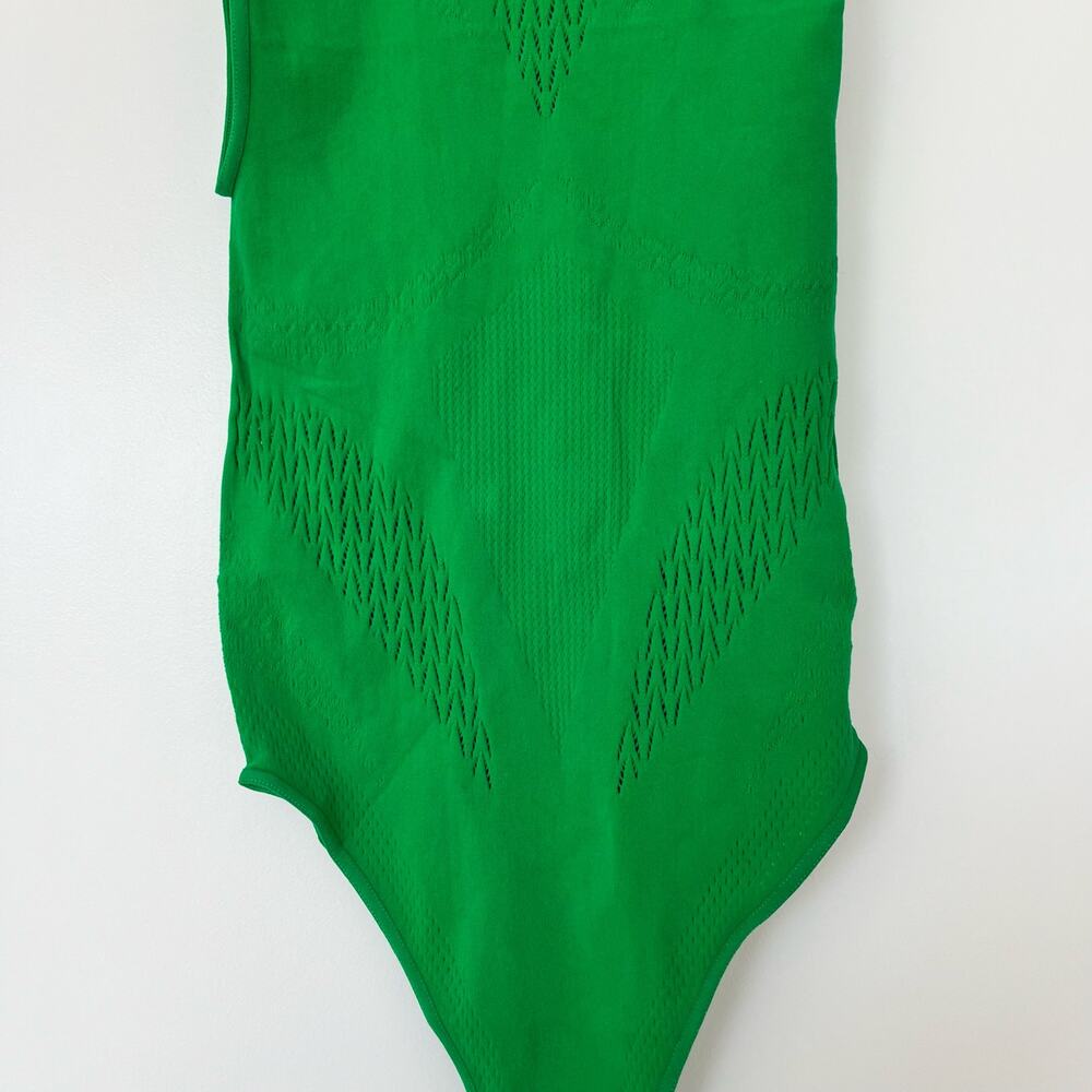 NWT Zara Seamless Mock Neck Sleeveless Bodysuit Pullover Light Green Womens XS-S - Picture 4 of 6